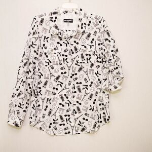 Karl Lagerfeld womens L button up shirt eiffel tower paris arc de triomph